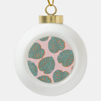 Monstera Leaf: Tropisch patroon Keramische Bal Ornament