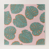 Monstera Leaf: Tropisch patroon Legpuzzel (Horizontaal)