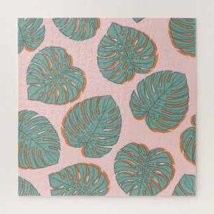 Monstera Leaf: Tropisch patroon Legpuzzel