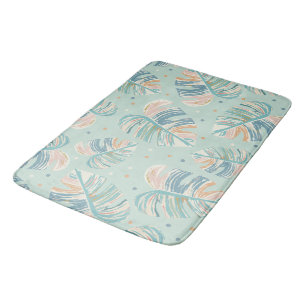 Monstera Leaf - Turquoise, Green, Coral, Mustard Badmat
