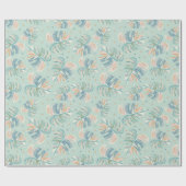 Monstera Leaf - Turquoise, Green, Coral, Mustard Cadeaupapier (Vlak)