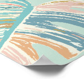 Monstera Leaf - Turquoise, Green, Coral, Mustard Poster (Hoek)