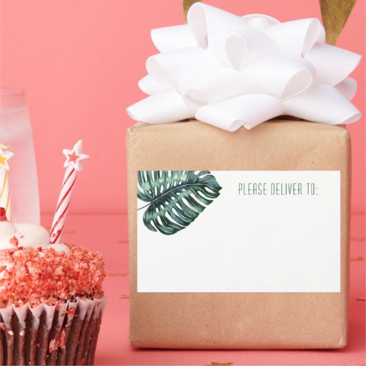 Monstera Leaf-verzendlabels Rechthoekige Sticker (Feest)