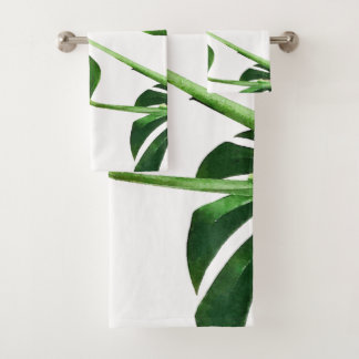 Monstera leaf waterverf schilderij #5 bad handdoek