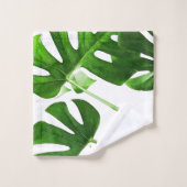 Monstera leaf waterverf schilderij #5 bad handdoek (Wasdoekje)