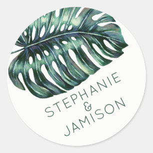 Monstera Leaf Wedding Favor Label