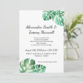 Monstera Leaf Wedding Invitation Kaart (Staand voorkant)