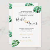 Monstera Leaf Wedding Invitation Kaart (Voorkant / Achterkant)