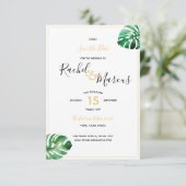 Monstera Leaf Wedding Save The Date (Staand voorkant)