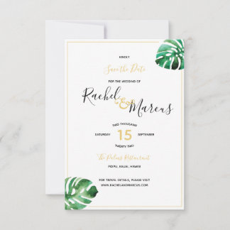 Monstera Leaf Wedding Save The Date