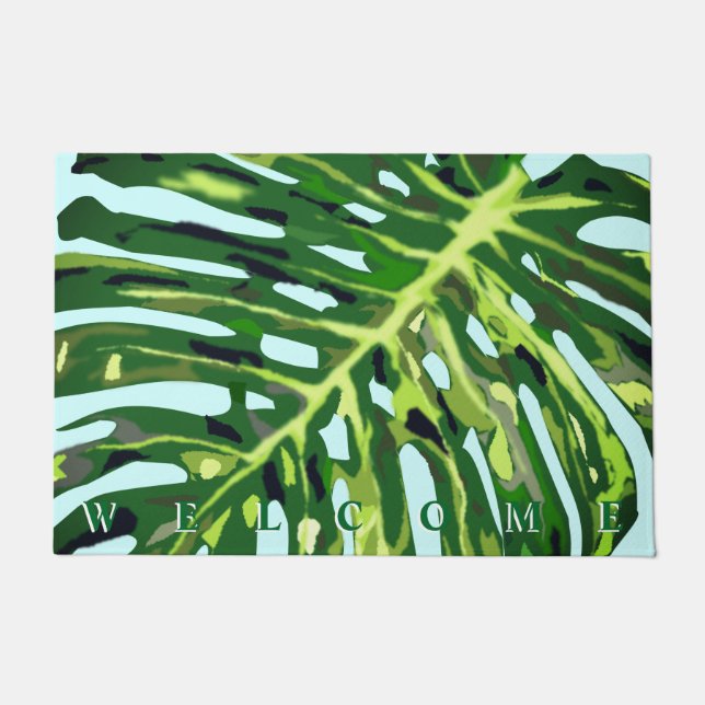 Monstera Leaf Welcome Doormat Deurmat (Voorkant)