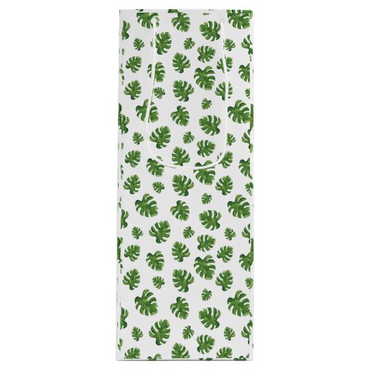Monstera Leaf Wine Gift Bag Wijn Cadeautas (Voorkant)
