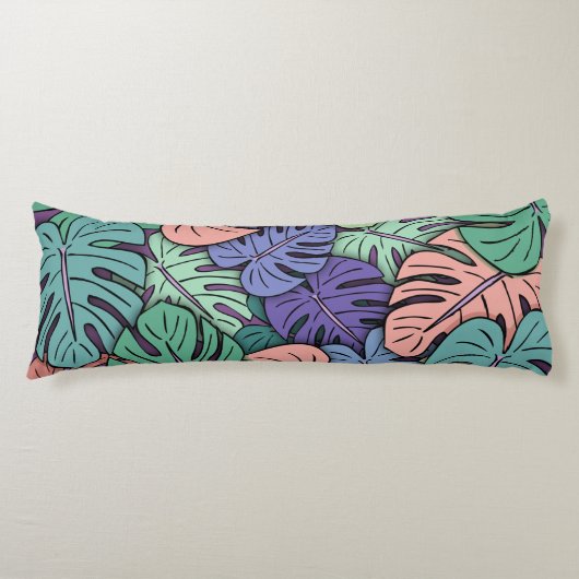 Monstera Leaves #8 Lichaamskussen (Voorkant)