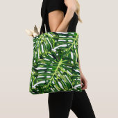 Monstera Leaves Canvas tas Green (Dichtbij)