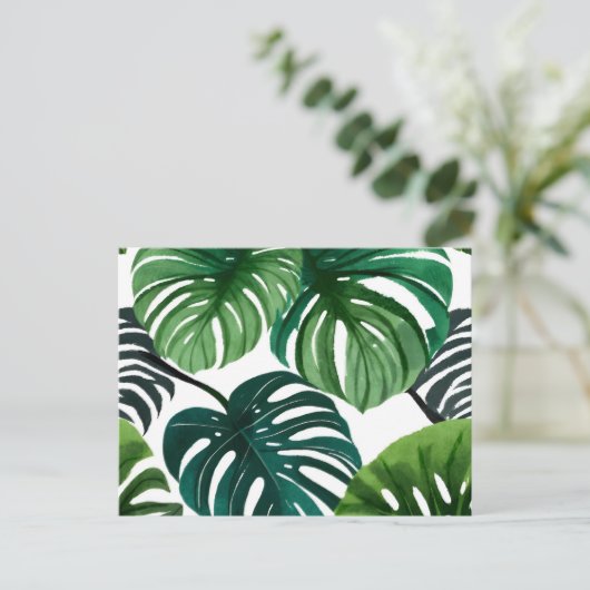Monstera Leaves | Eenvoudige moderne Waterverf Briefkaart (Staand voorkant)
