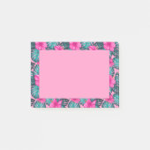 Monstera Leaves en Hibiscus, Blauwgroen en Roze Post-it® Notes (Voorkant)