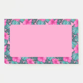 Monstera Leaves en Hibiscus, Blauwgroen en Roze Post-it® Notes (Voorkant)