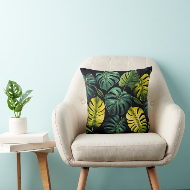 Monstera Leaves Kussen (Stoel)