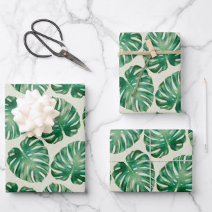 Monstera Leaves Pattern Inpakpapier Vel
