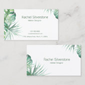Monstera Leaves Tropical Return Address Visitekaartje (Voorkant / Achterkant)