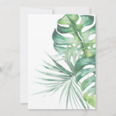 Monstera Leaves Tropical Wedding Invitation Kaart (Achterkant)
