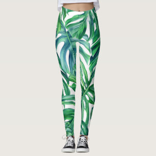 Monstera Leaves: Waterverf Oerwoud. Leggings