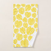 Monstera - Lemon Geel en Wit Bad Handdoek (Handdoek)