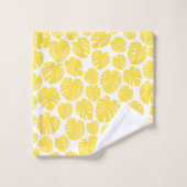 Monstera - Lemon Geel en Wit Bad Handdoek (Wasdoekje)