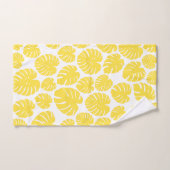 Monstera - Lemon Geel en Wit Bad Handdoek (Handdoek)
