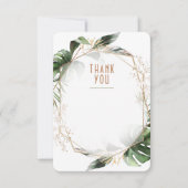 Monstera Mariage Carte de remerciements Vert & Or (Devant)