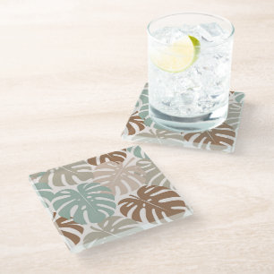 Monstera modern hawaii boho glazen onderzetter