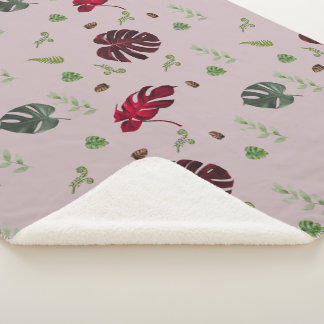 Monstera naadloos patroonontwerp sherpa deken