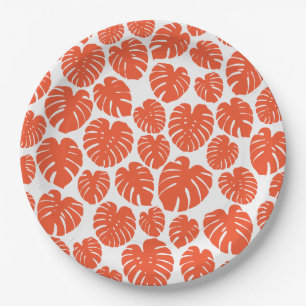 Monstera - Oranje en wit Papieren Bordje