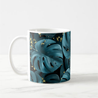Monstera Palm, Golden Splash Naadloos. Koffiemok