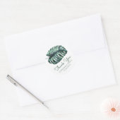 Monstera Palm Leaf Tropische bruiloft dank u Ronde Sticker (Envelop)