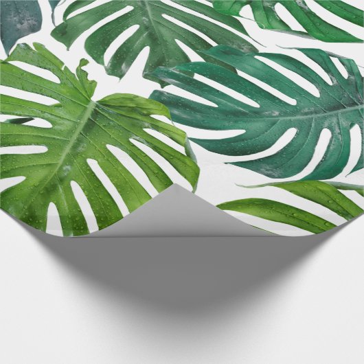 Monstera Palm Tropische Groene Bladeren Cadeaupapier (Hoek)