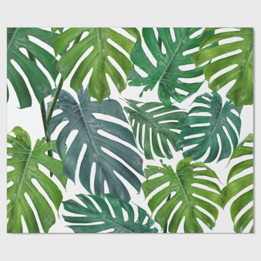 Monstera Palm Tropische Groene Bladeren Cadeaupapier (Vlak)