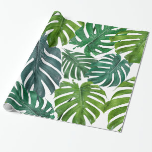 Monstera Palm Tropische Groene Bladeren Cadeaupapier