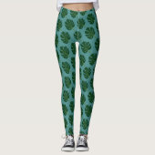 Monstera palmboom blad patroon print leggings (Voorkant)