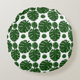 Monstera patroon rond kussen