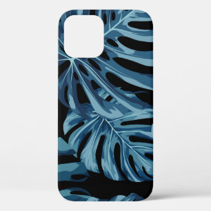 Monstera plant: blauw blad patroon. iPhone 12 hoesje