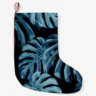 Monstera plant: blauw blad patroon. kleine kerstsok