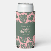 Monstera Plant Botanisch Roze Groen Baby shower (Seltzer Voorkant)