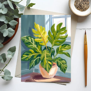 Monstera Plant   Groene Botanische Aquarel Briefkaart