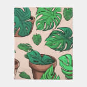 Monstera Plant Pot Pattern Art Fleece Deken (Voorkant)
