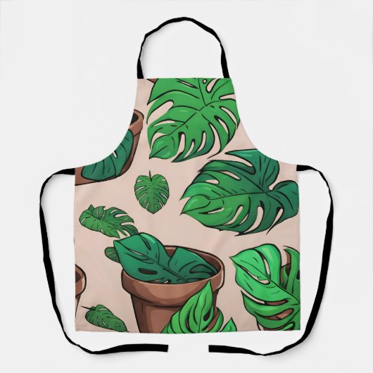 Monstera Plant Pot Pattern Art Schort (Voorkant)