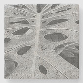 Monstera Silkscreen Stenen Onderzetter (Voorkant)