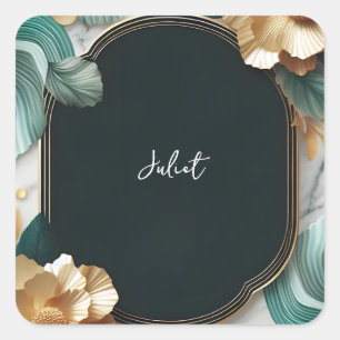 Monstera Smaragd Groen en Goud Vrijgezellenfeest Vierkante Sticker