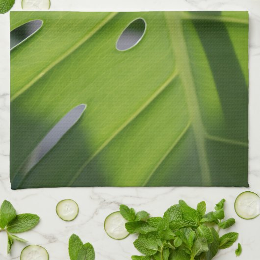 Monstera Swiss Cheese Plant Green Dish Theedoek (Gevouwen)