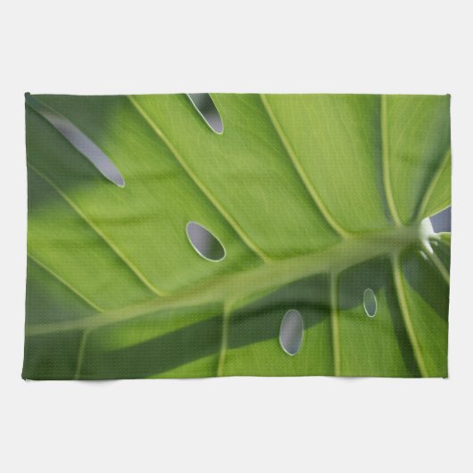 Monstera Swiss Cheese Plant Green Dish Theedoek (Horizontaal)